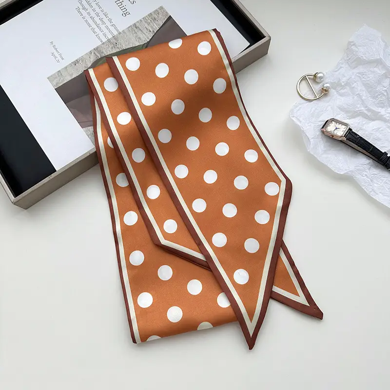 New Silk Scarf with Black White Pattern for Women - Image 2