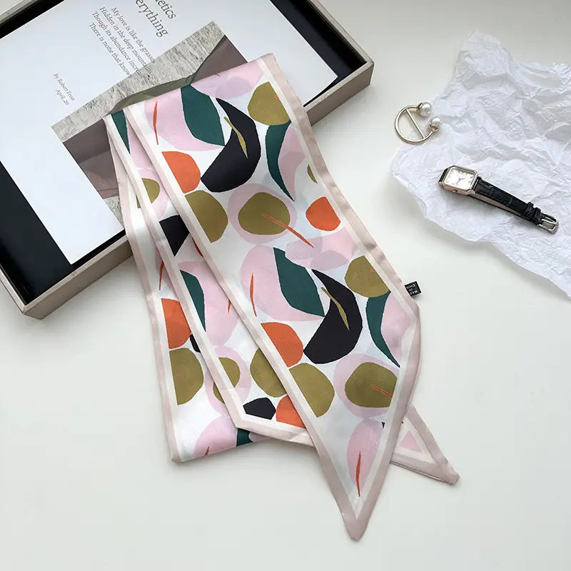 New Silk Scarf with Black White Pattern for Women - Image 23