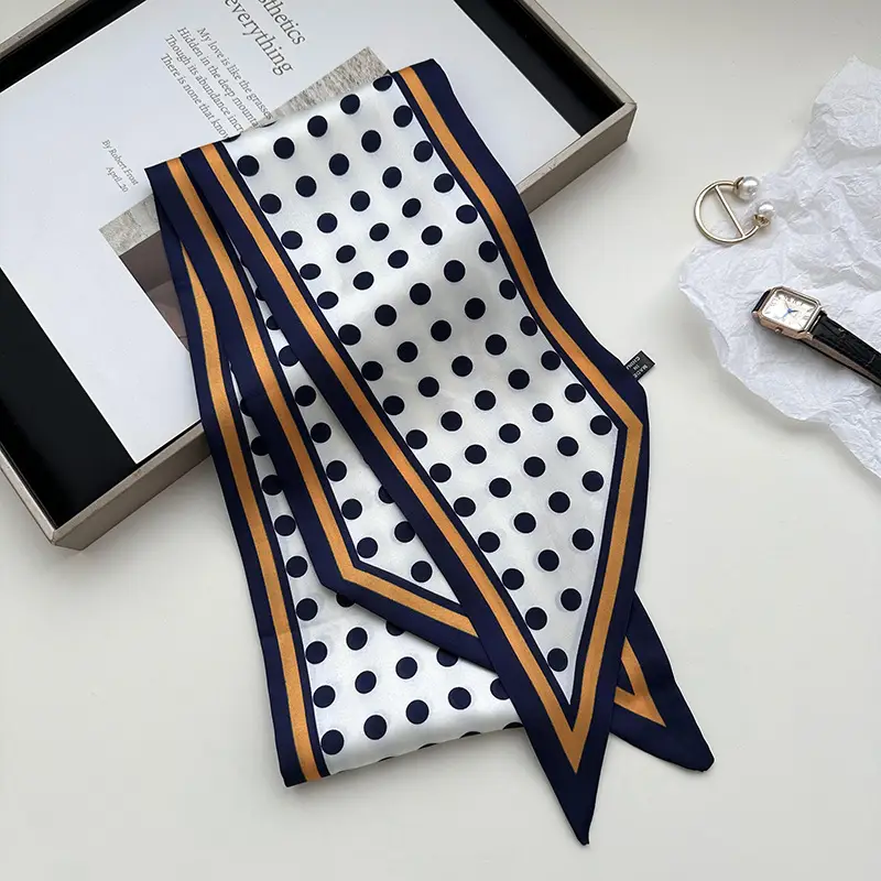 New Silk Scarf with Black White Pattern for Women - Image 5