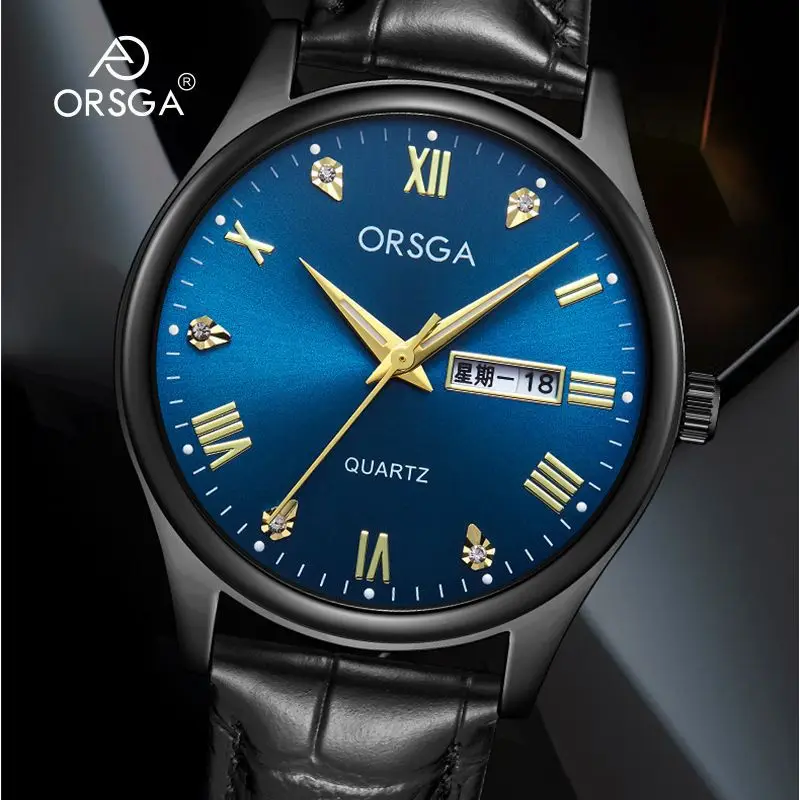 ORSGA Men's Quartz Watches with Double Calendar & Diamond Cover - Image 18