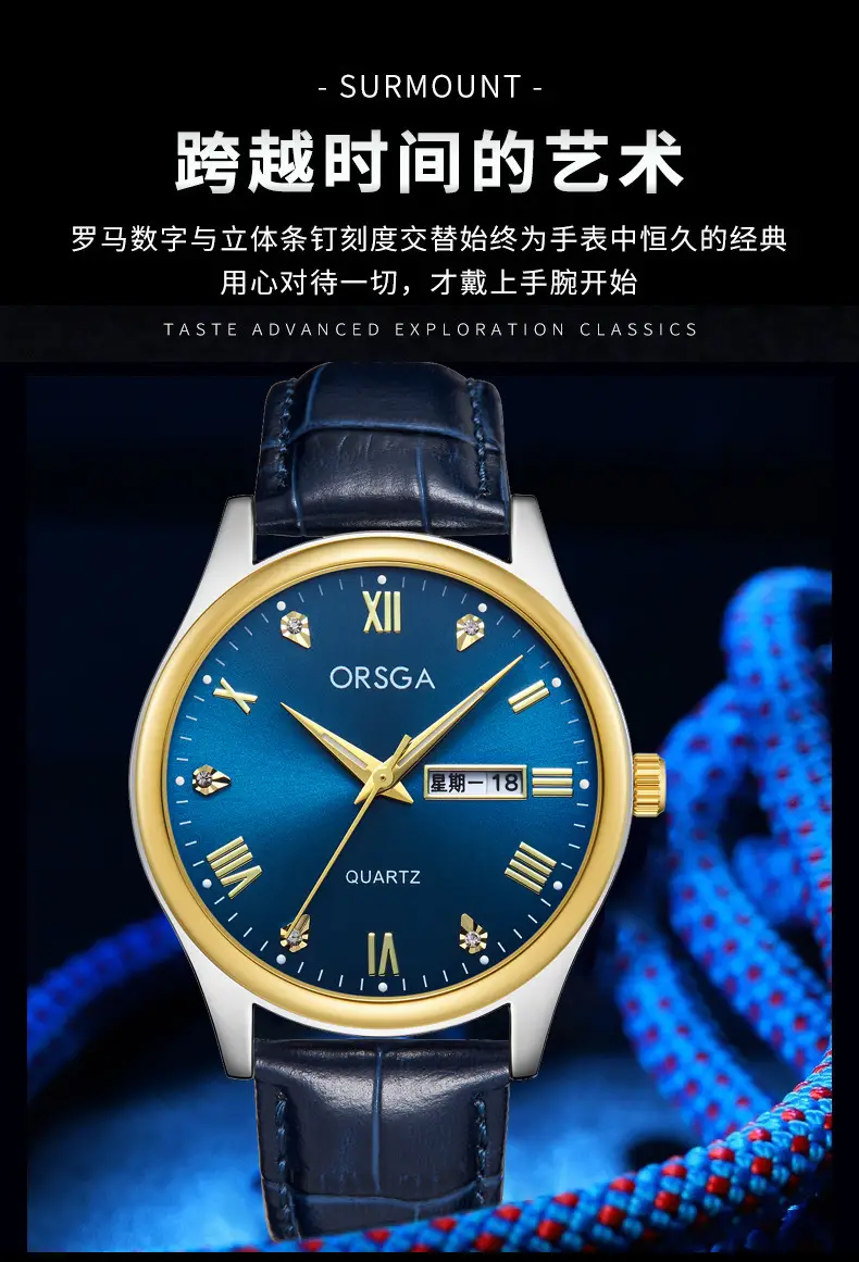 ORSGA Men's Quartz Watches with Double Calendar & Diamond Cover — feature 5