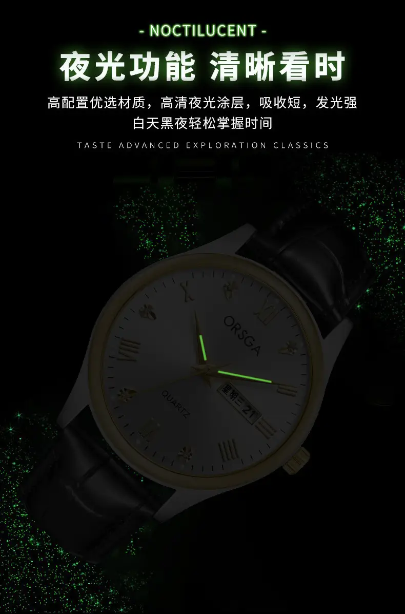 ORSGA Men's Quartz Watches with Double Calendar & Diamond Cover — feature 6