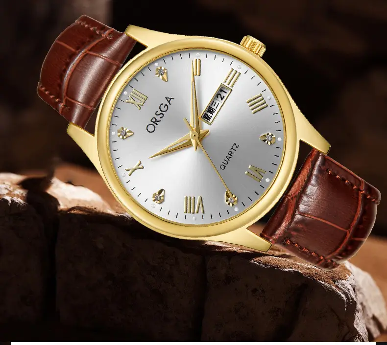 ORSGA Men's Quartz Watches with Double Calendar & Diamond Cover — feature 9