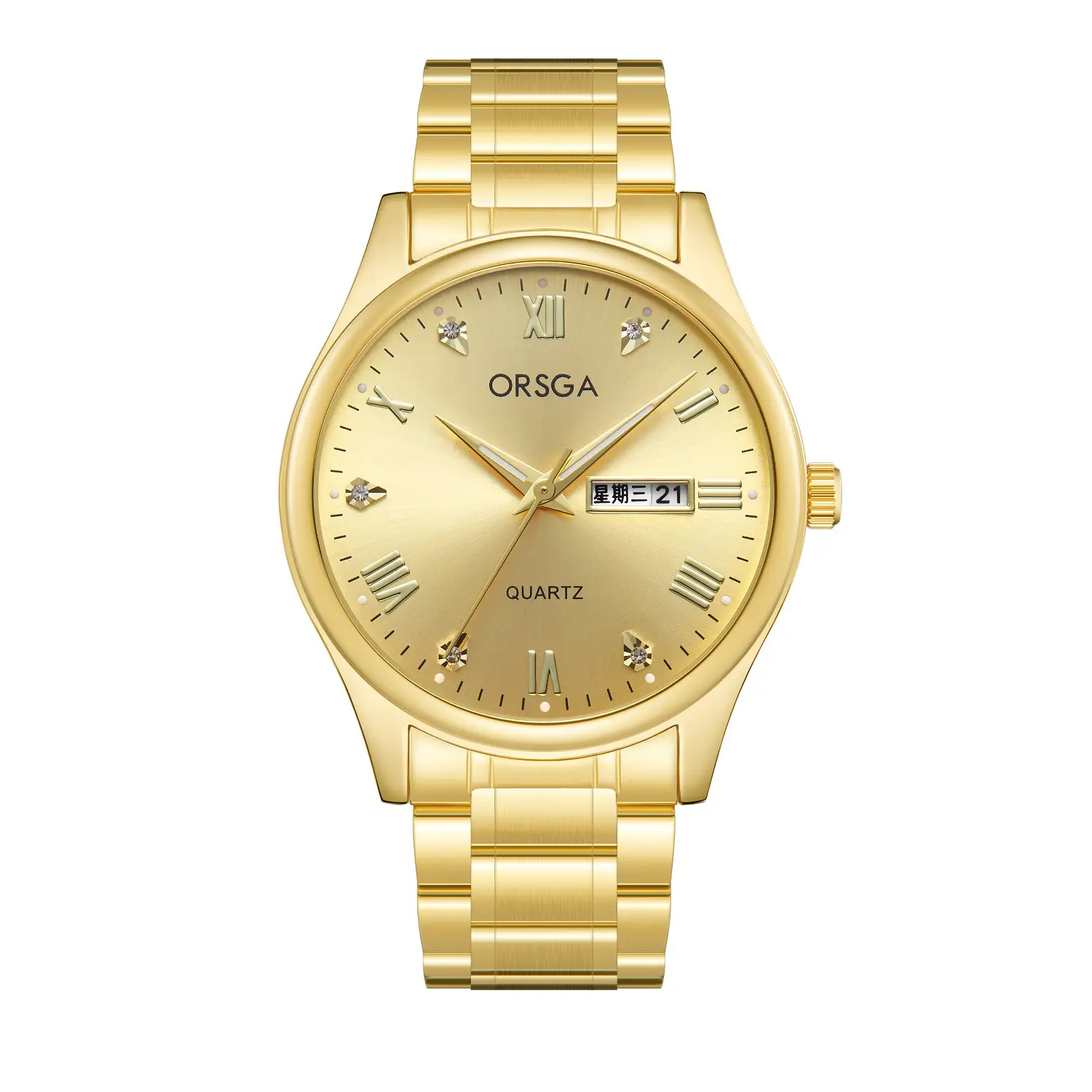ORSGA Men's Quartz Watches with Double Calendar & Diamond Cover - Image 10