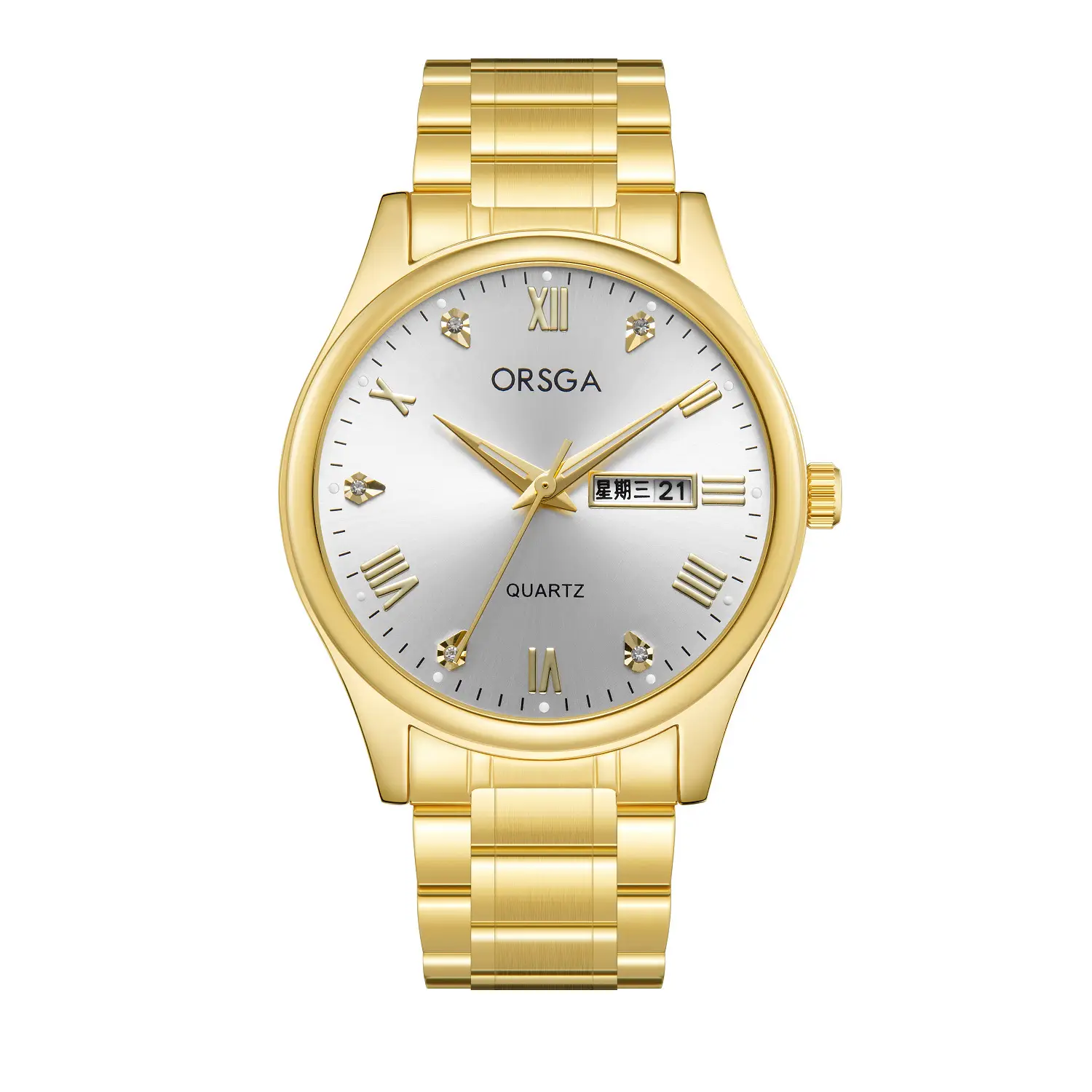 ORSGA Men's Quartz Watches with Double Calendar & Diamond Cover - Image 11