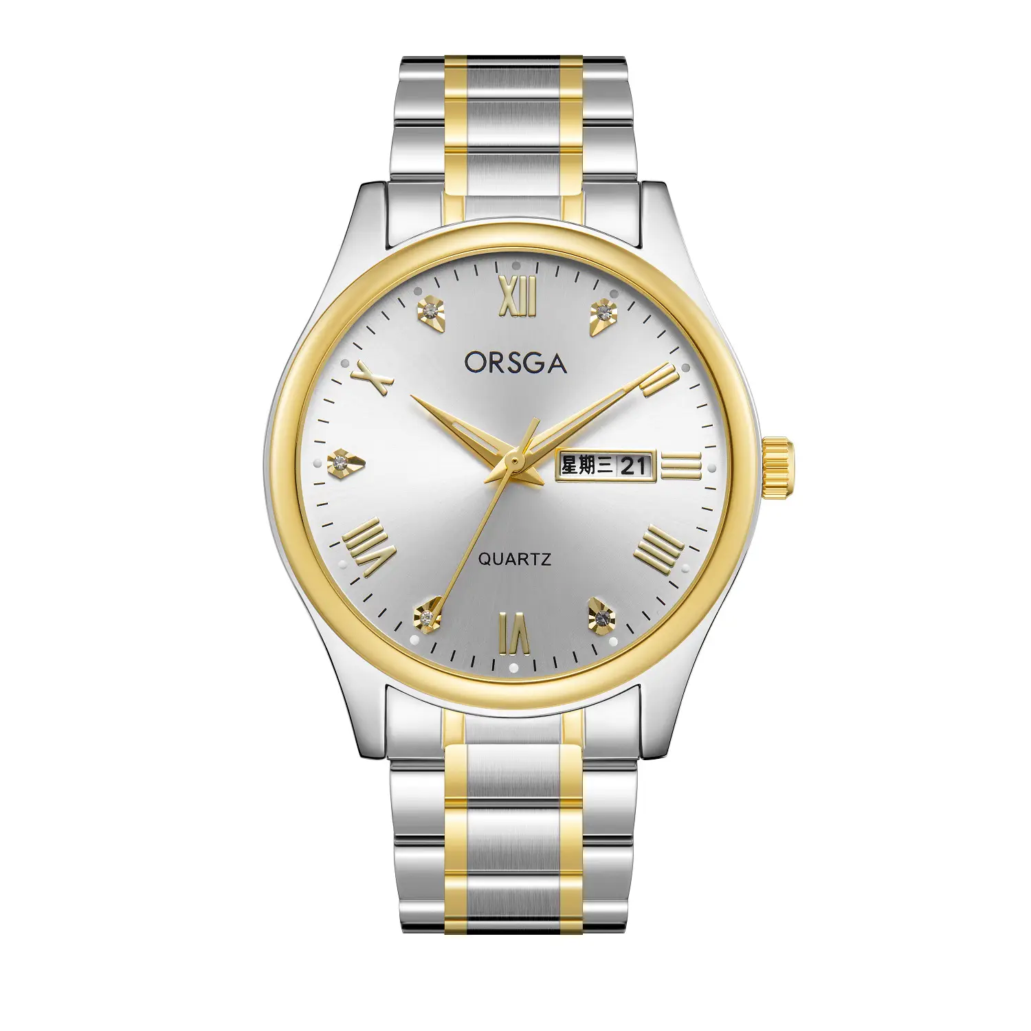 ORSGA Men's Quartz Watches with Double Calendar & Diamond Cover - Image 12