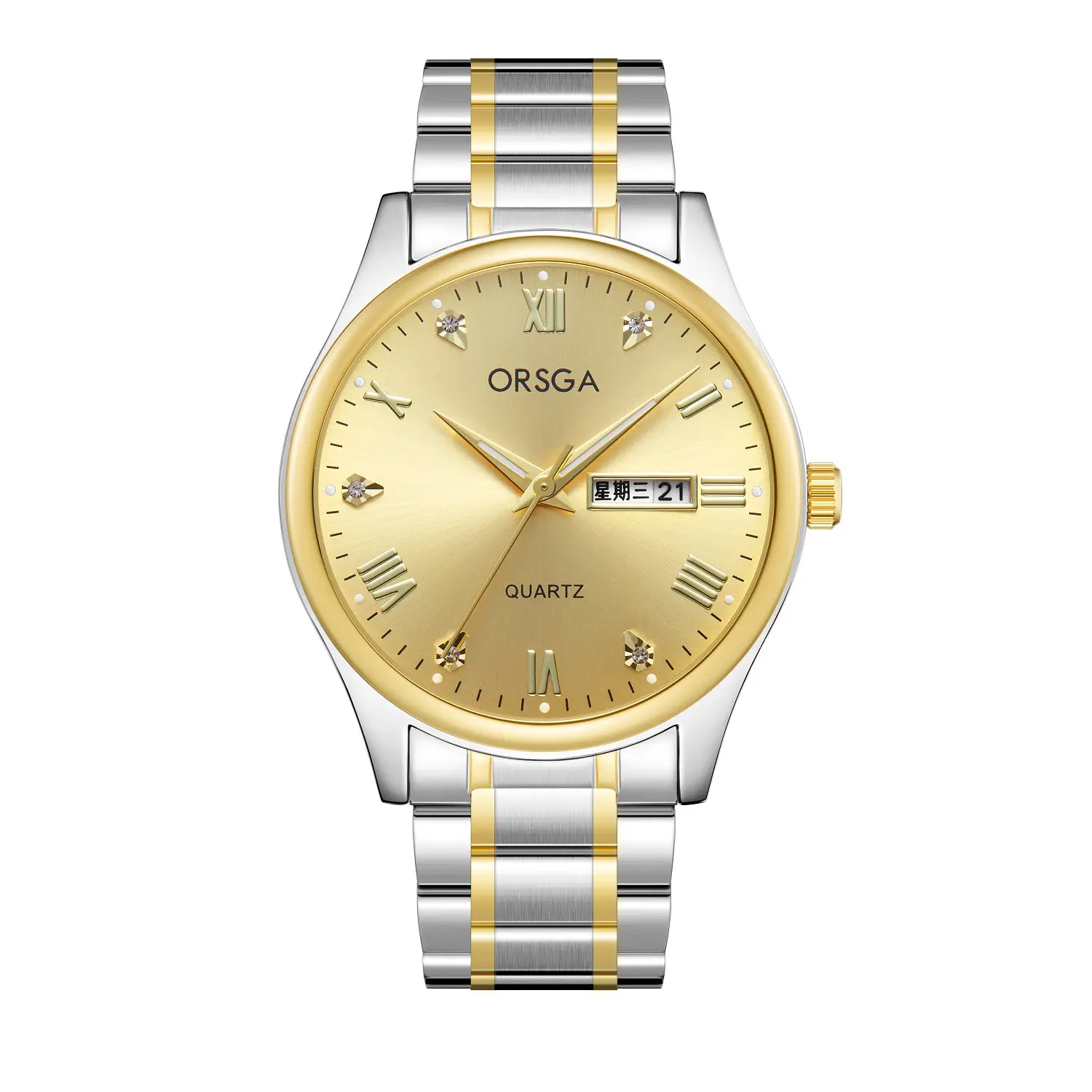 ORSGA Men's Quartz Watches with Double Calendar & Diamond Cover - Image 13