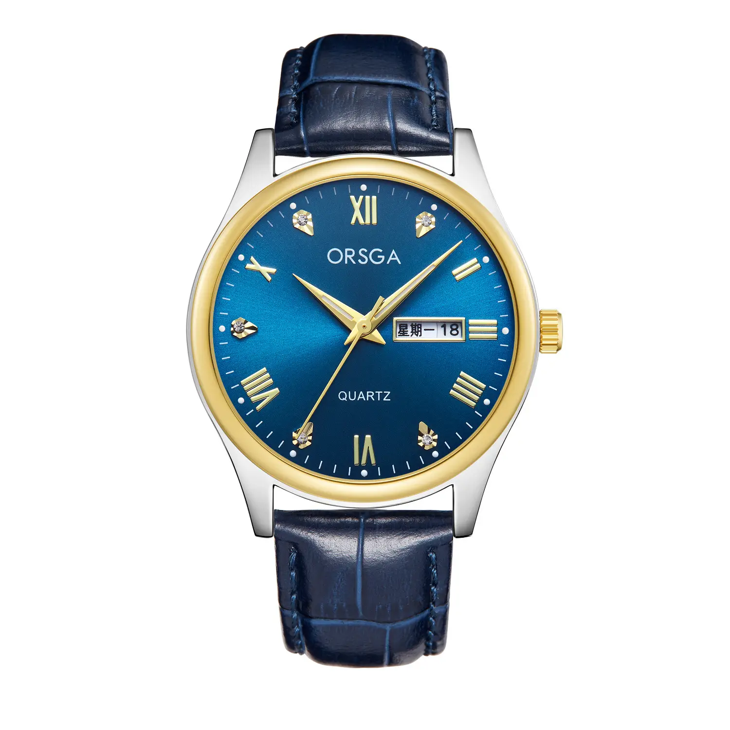 ORSGA Men's Quartz Watches with Double Calendar & Diamond Cover - Image 2