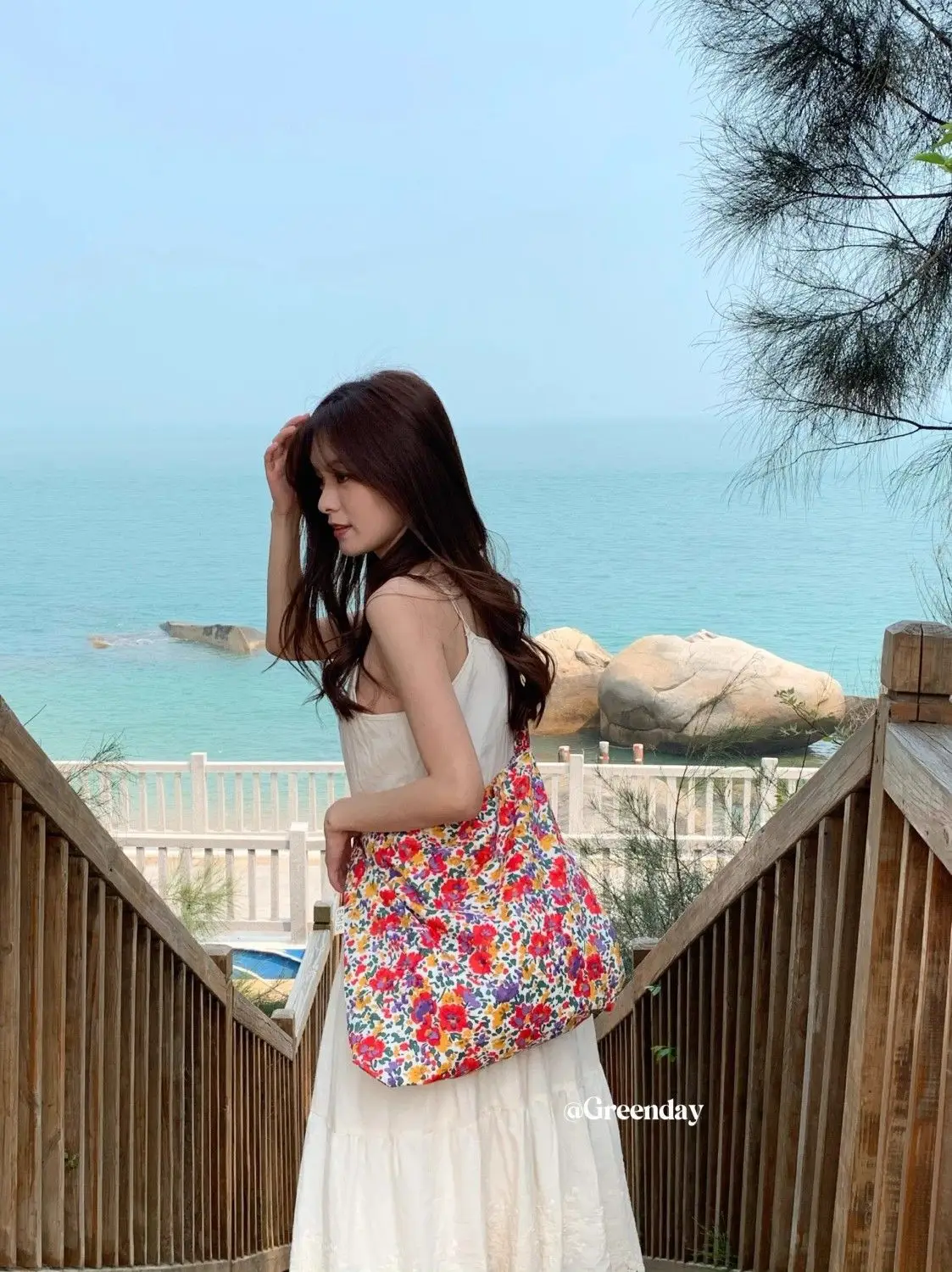 Vintage Floral Canvas Shoulder Bag Spring Summer New Fresh Girl Style Large Capacity Tote Bag — feature 10