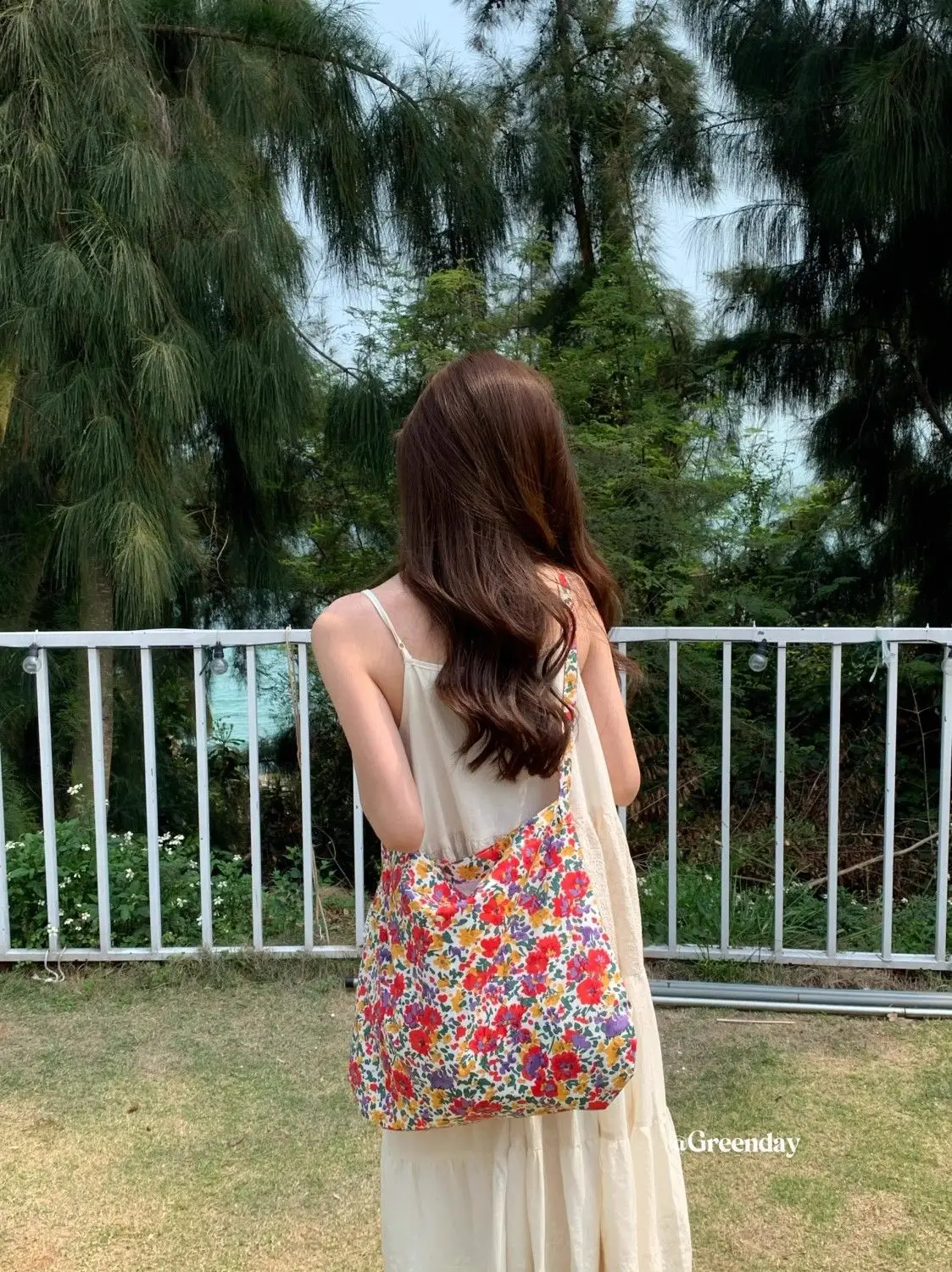Vintage Floral Canvas Shoulder Bag Spring Summer New Fresh Girl Style Large Capacity Tote Bag — feature 3