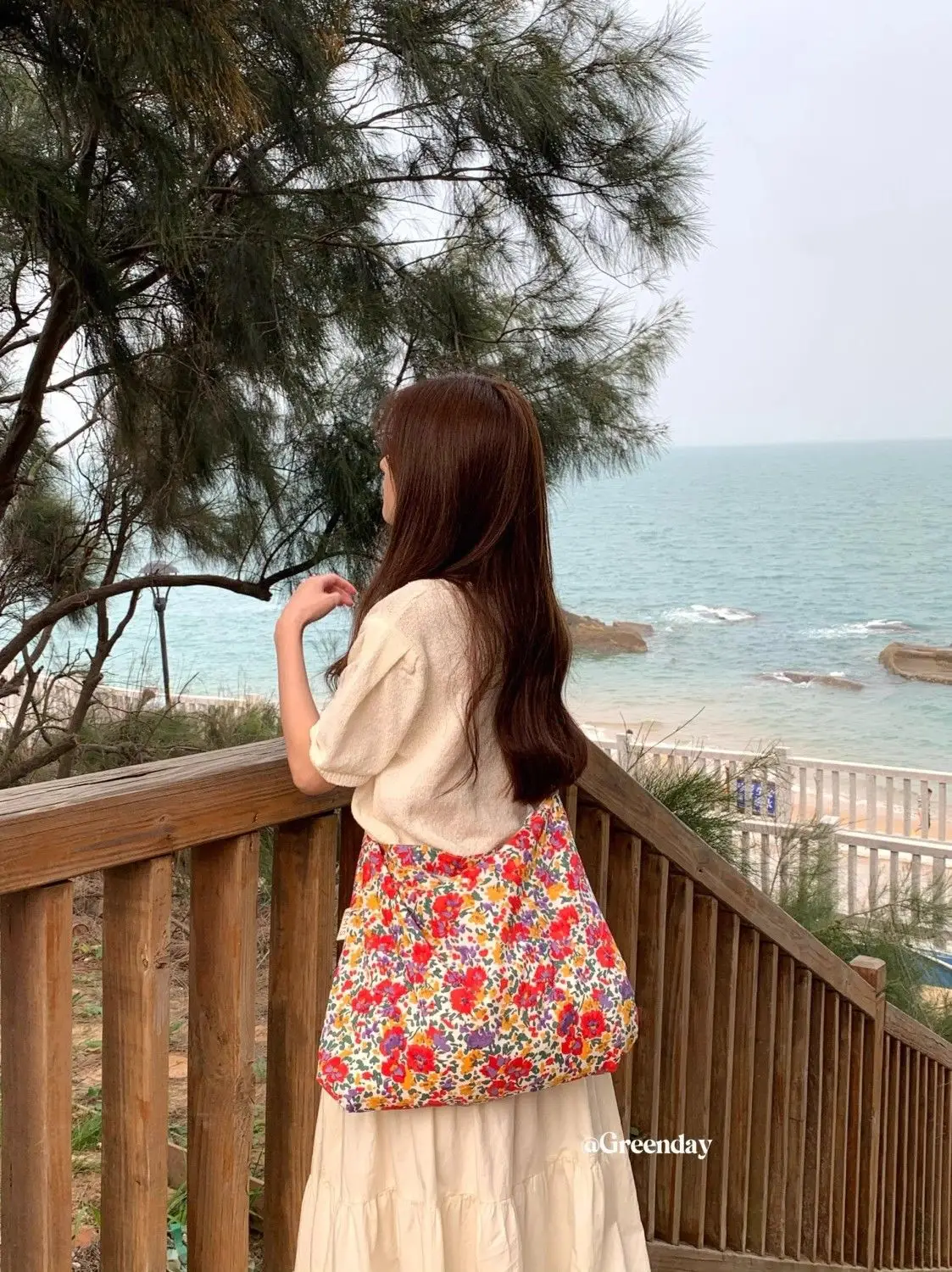 Vintage Floral Canvas Shoulder Bag Spring Summer New Fresh Girl Style Large Capacity Tote Bag — feature 9