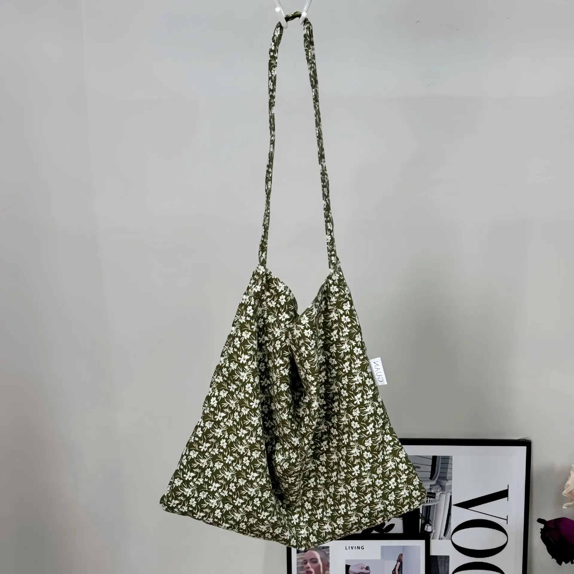 Vintage Floral Canvas Shoulder Bag Spring Summer New Fresh Girl Style Large Capacity Tote Bag - Image 6