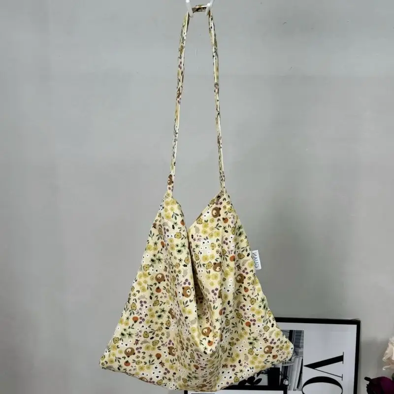 Vintage Floral Canvas Shoulder Bag Spring Summer New Fresh Girl Style Large Capacity Tote Bag - Image 8