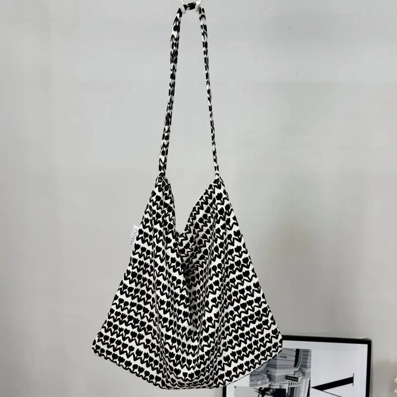Vintage Floral Canvas Shoulder Bag Spring Summer New Fresh Girl Style Large Capacity Tote Bag - Image 9