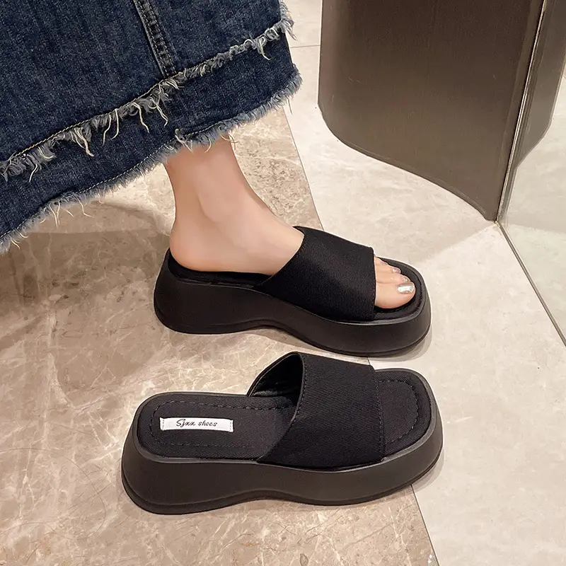 Women Black Thick Platform Sandals Summer