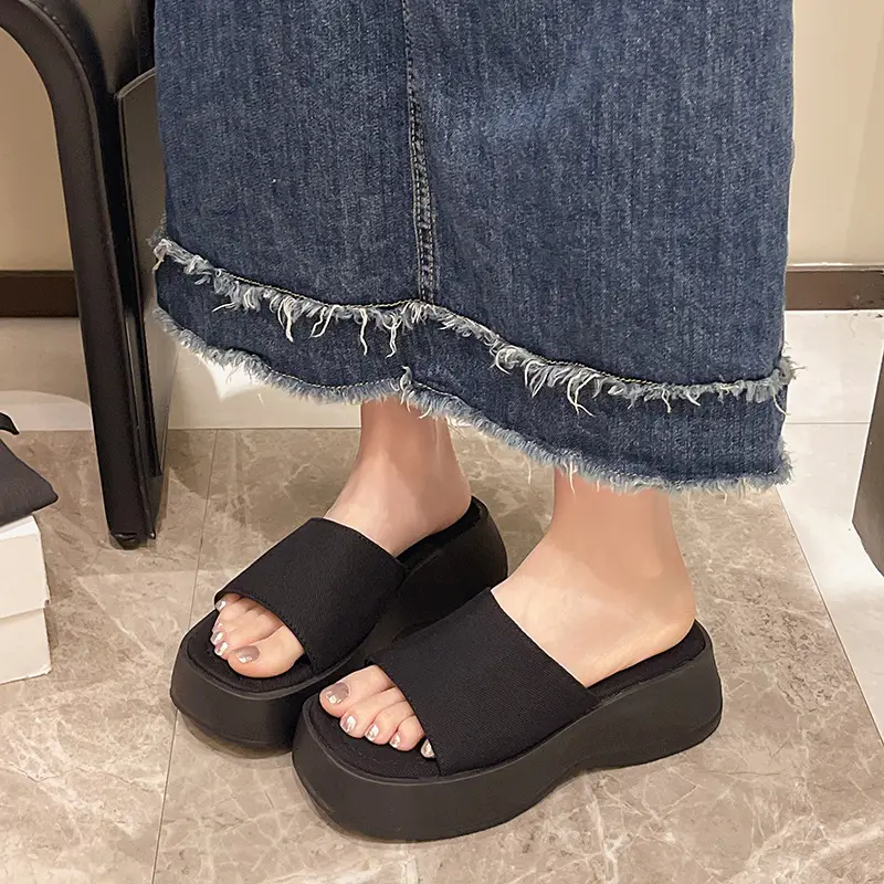 Women Black Thick Platform Sandals Summer