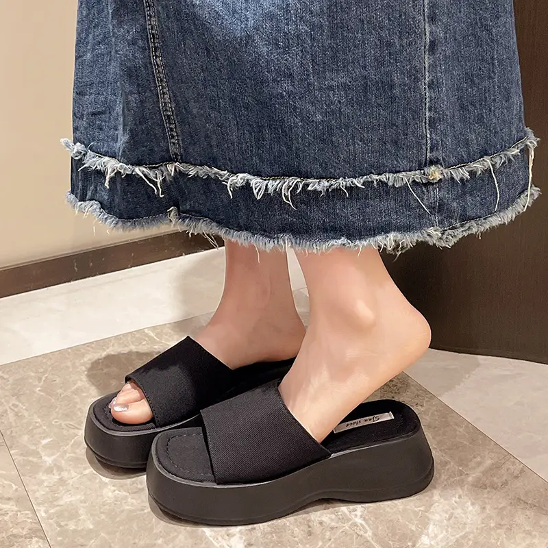 Women Black Thick Platform Sandals Summer