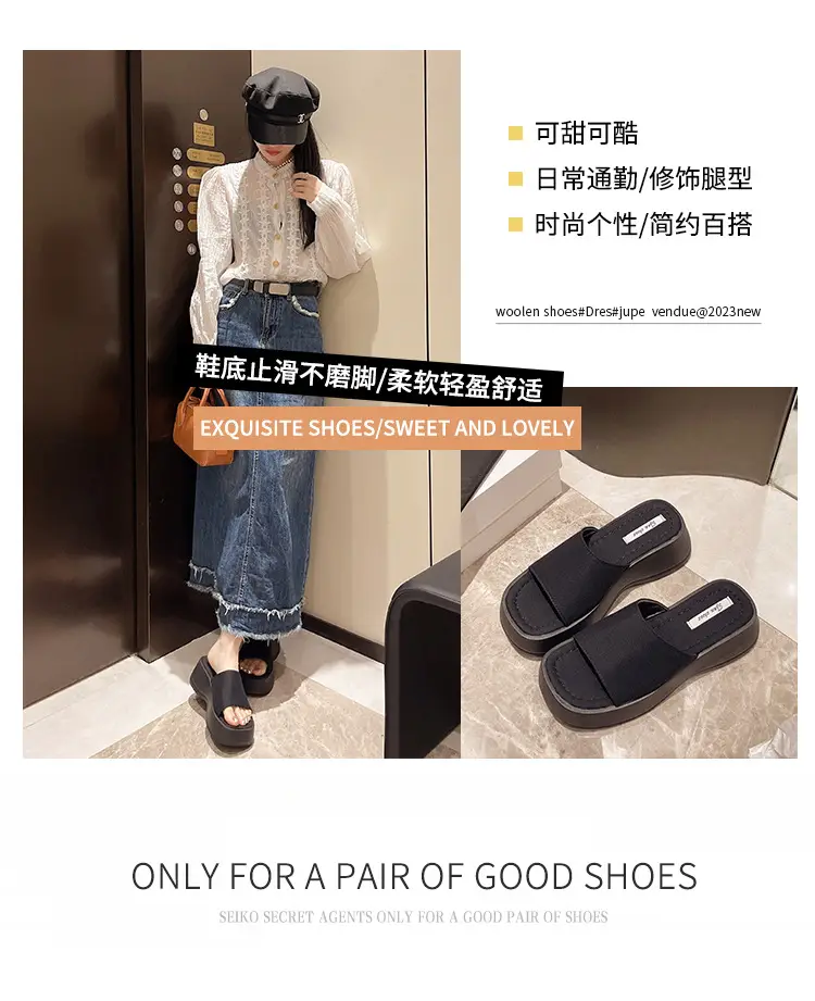 Women Black Thick Platform Sandals Summer — feature 1