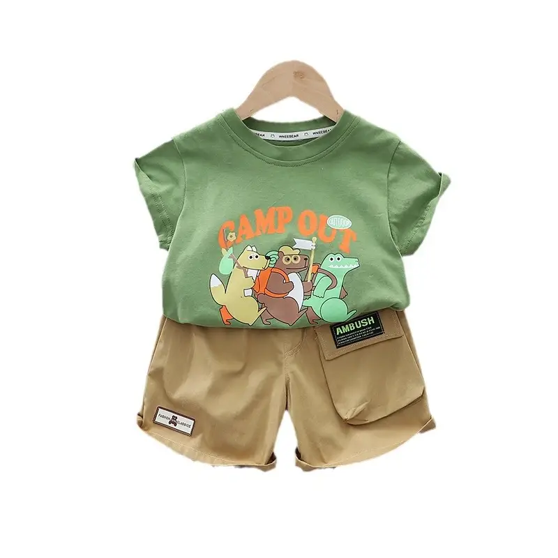 Girls Black T-Shirt Beige Shorts 2024 Summer Casual Two-Piece - Image 5