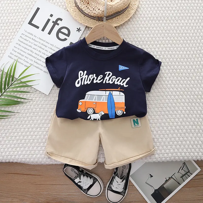 Boys Summer T-Shirt Shorts Set Small Cyber Print