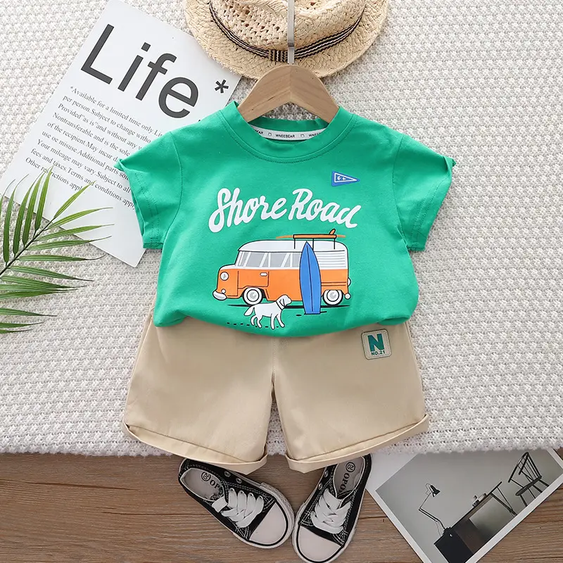 Boys Summer T-Shirt Shorts Set Small Cyber Print