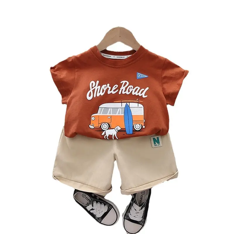 Boys Summer T-Shirt Shorts Set Small Cyber Print