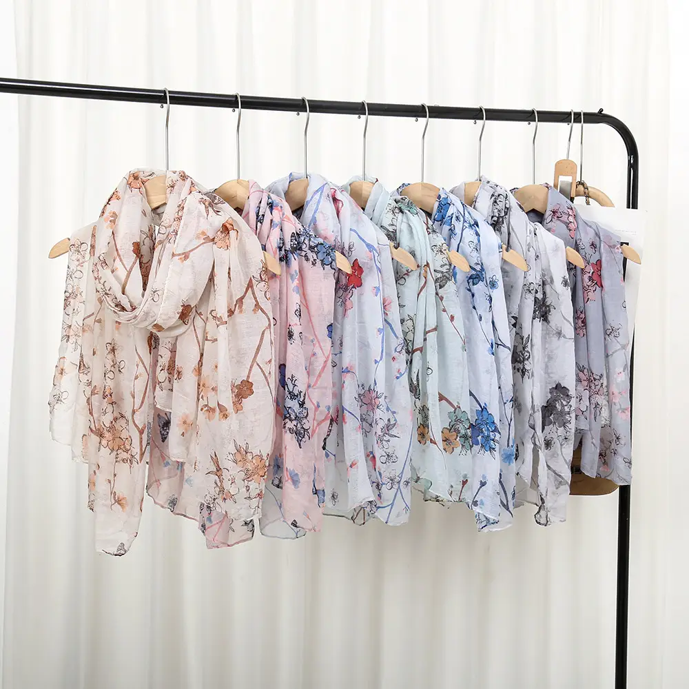 2024 New Bali Yarn Printed Scarf Women's Spring Summer Flower - Image 9