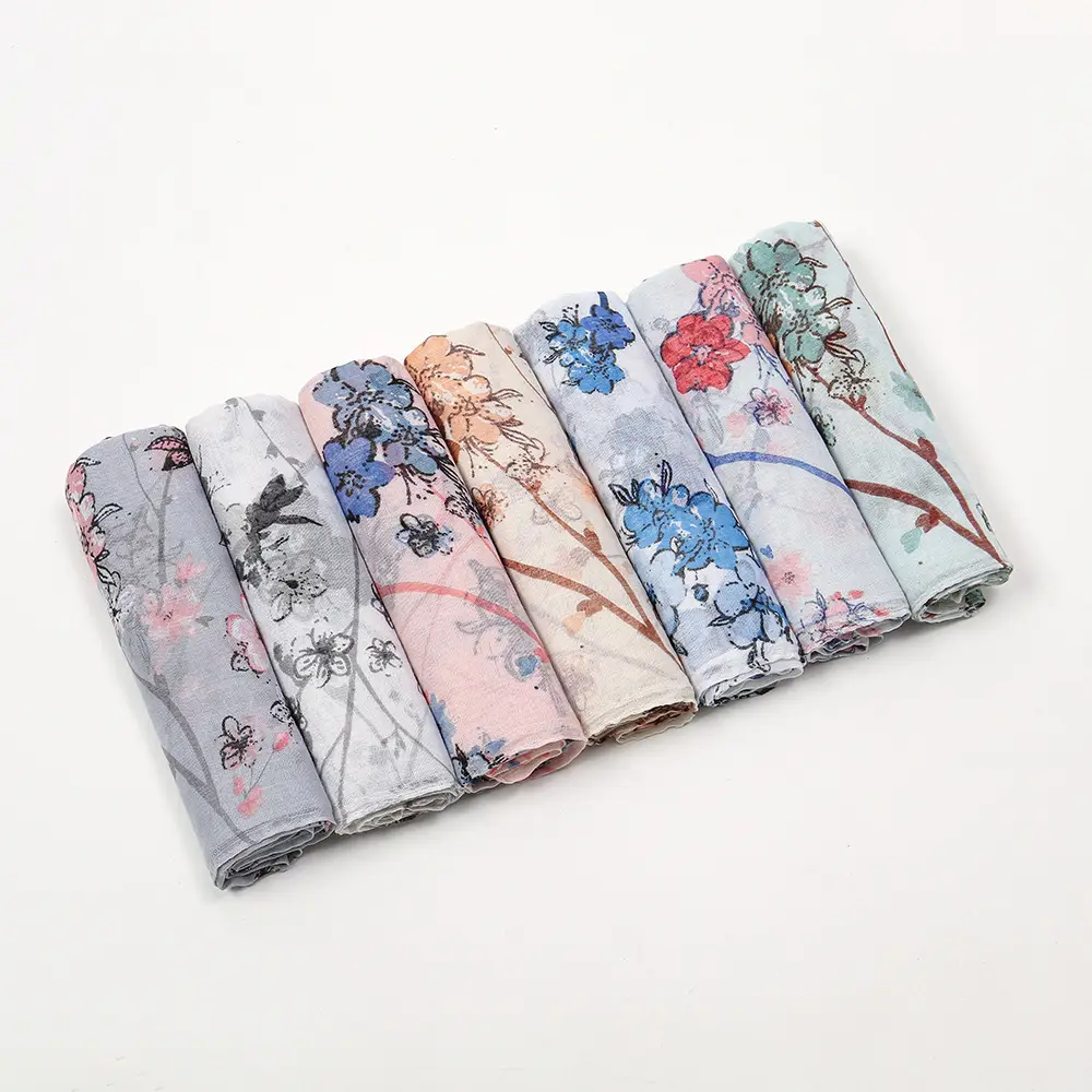 2024 New Bali Yarn Printed Scarf Women's Spring Summer Flower - Image 10