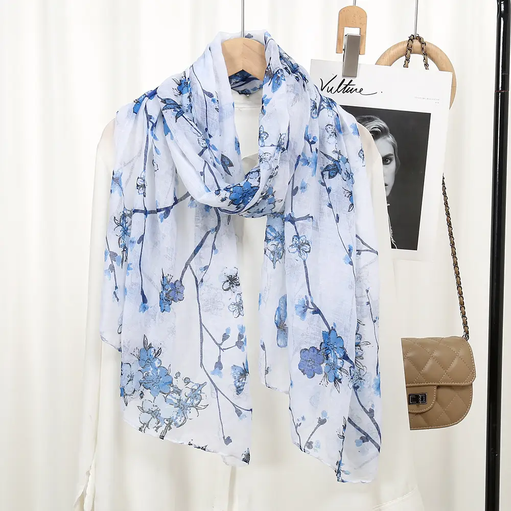 2024 New Bali Yarn Printed Scarf Women's Spring Summer Flower — feature 5