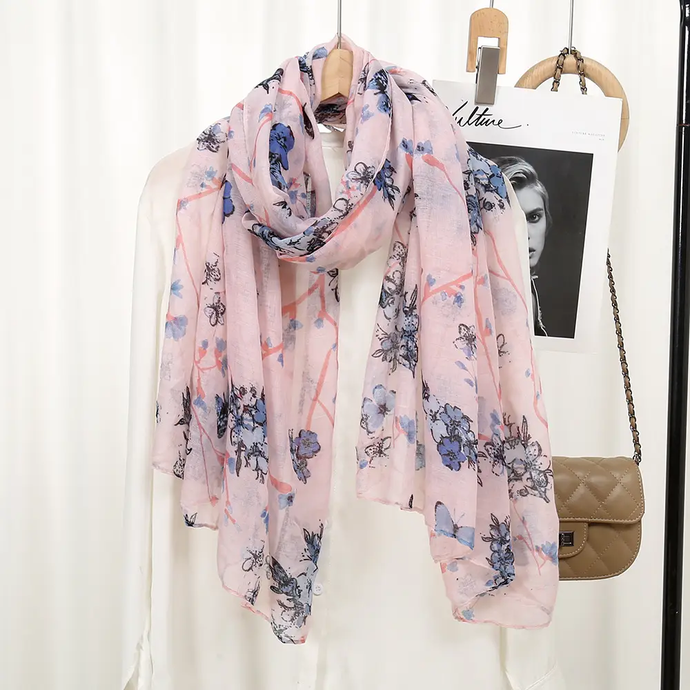 2024 New Bali Yarn Printed Scarf Women's Spring Summer Flower — feature 9