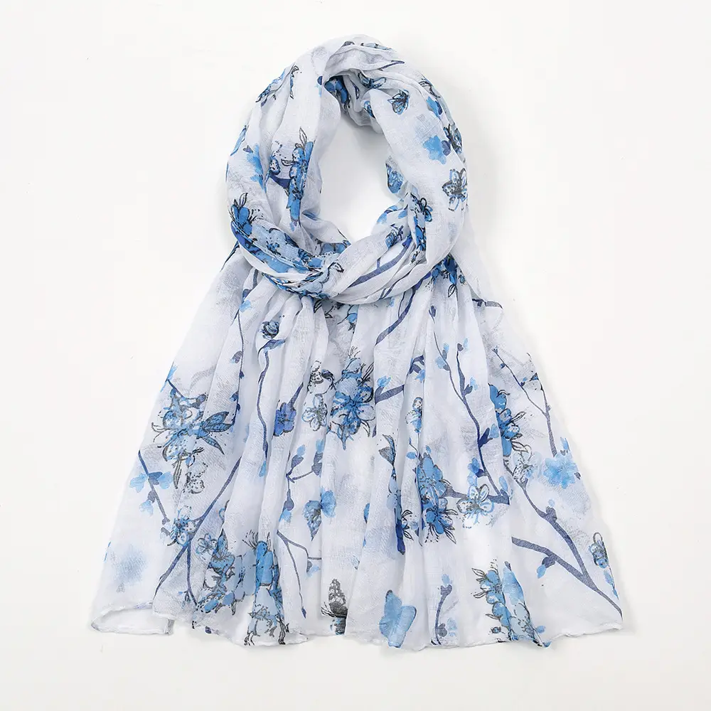 2024 New Bali Yarn Printed Scarf Women's Spring Summer Flower - Image 3