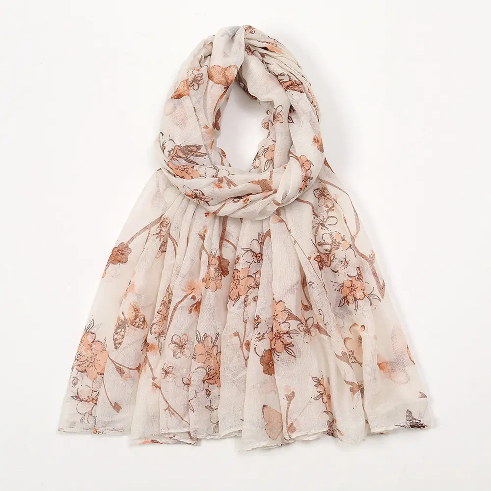 2024 New Bali Yarn Printed Scarf Women's Spring Summer Flower - Image 4