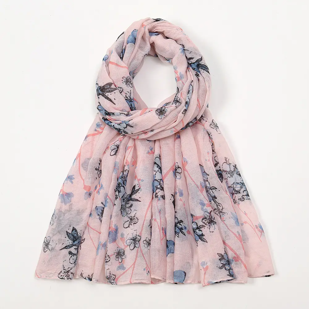 2024 New Bali Yarn Printed Scarf Women's Spring Summer Flower - Image 5