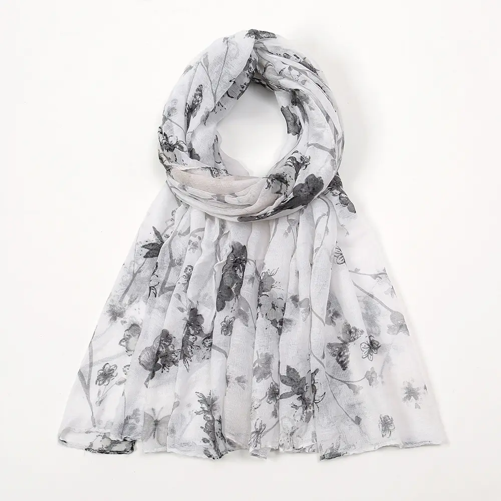 2024 New Bali Yarn Printed Scarf Women's Spring Summer Flower - Image 6