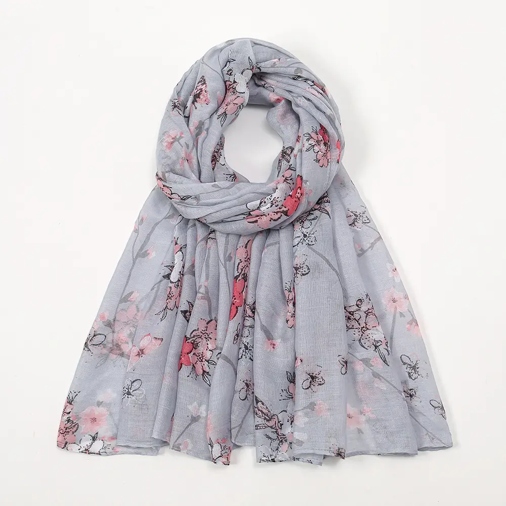 2024 New Bali Yarn Printed Scarf Women's Spring Summer Flower - Image 7