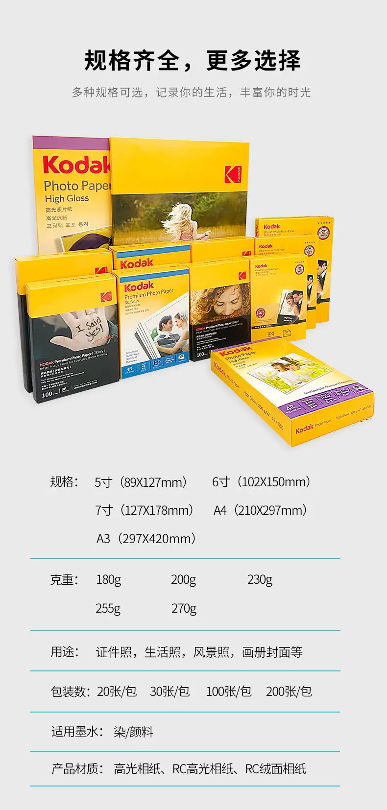 Kodak Photo Paper Inkjet Printing 4R Color A4 Printing Paper 5 Inch 6 Inch 7 Inch RC High Glow Photo Printing Photo Paper — feature 13