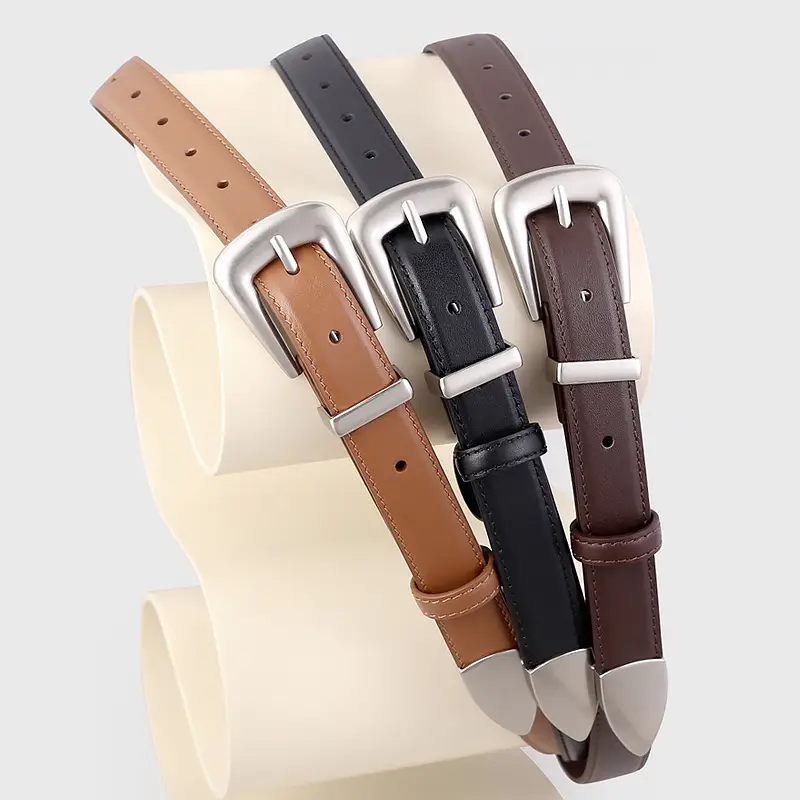 Black Leather Buckle Belt with Gold Plated Metal - Image 7