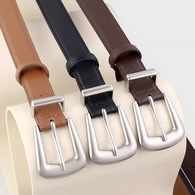 Black Leather Buckle Belt with Gold Plated Metal - Image 8
