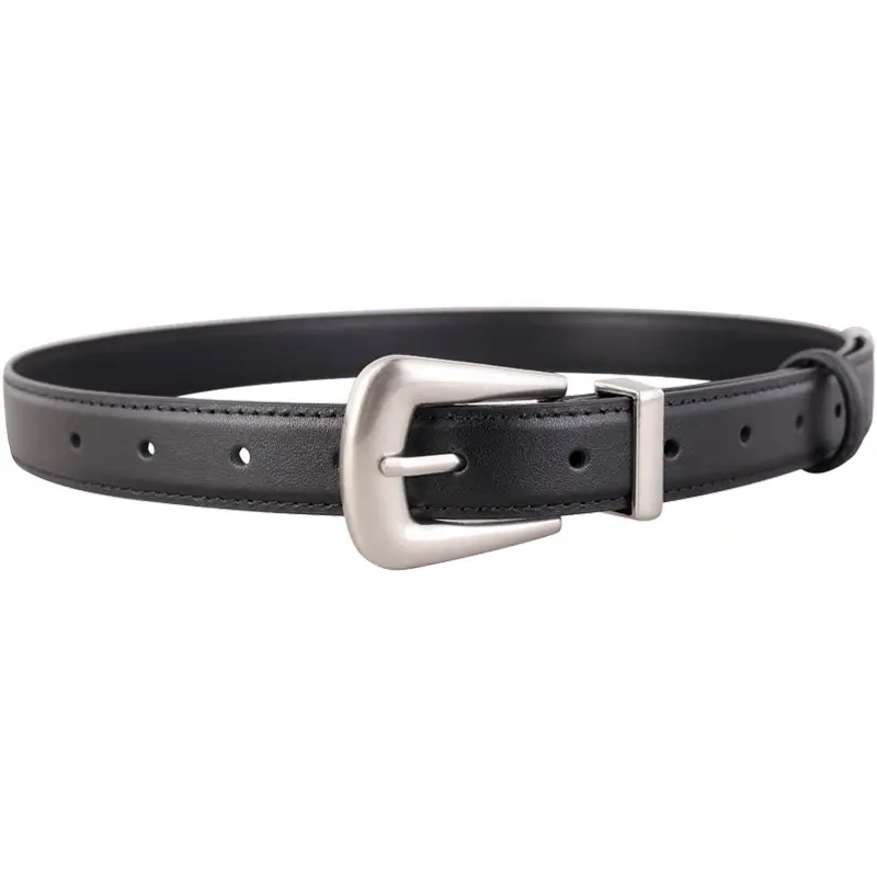 Black Leather Buckle Belt with Gold Plated Metal - Image 11
