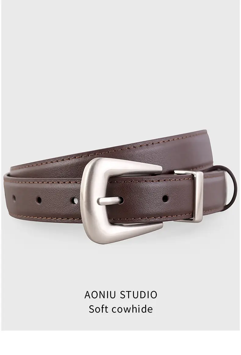 Black Leather Buckle Belt with Gold Plated Metal — feature 13