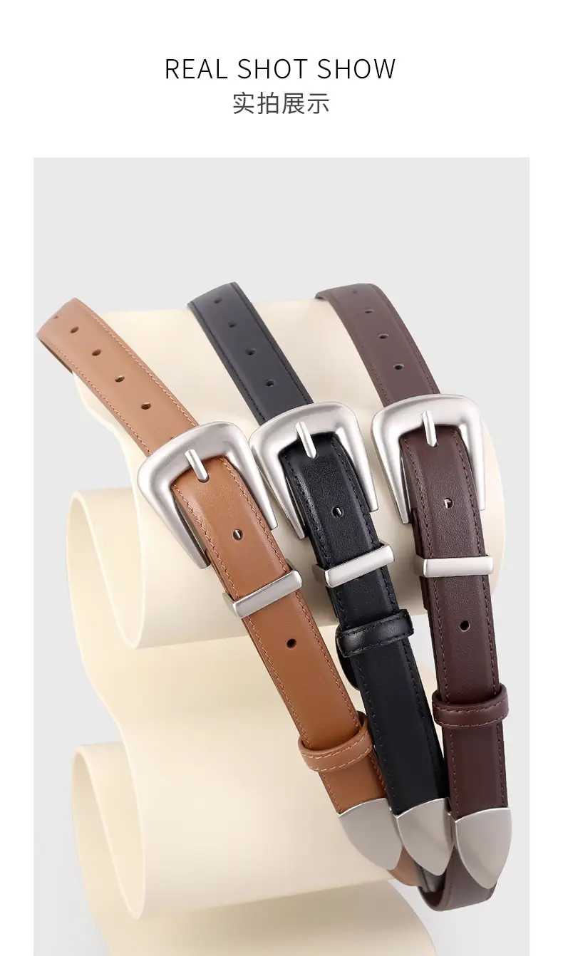 Black Leather Buckle Belt with Gold Plated Metal — feature 14