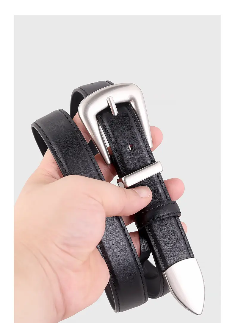 Black Leather Buckle Belt with Gold Plated Metal — feature 16