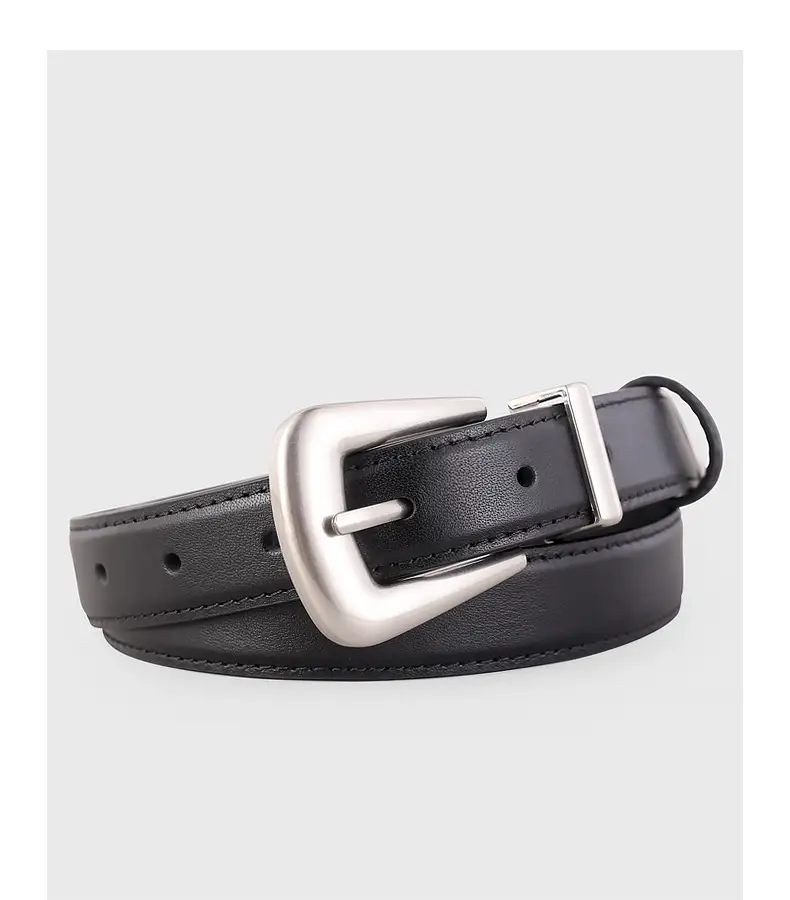 Black Leather Buckle Belt with Gold Plated Metal — feature 17