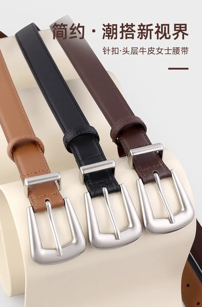 Black Leather Buckle Belt with Gold Plated Metal — feature 4