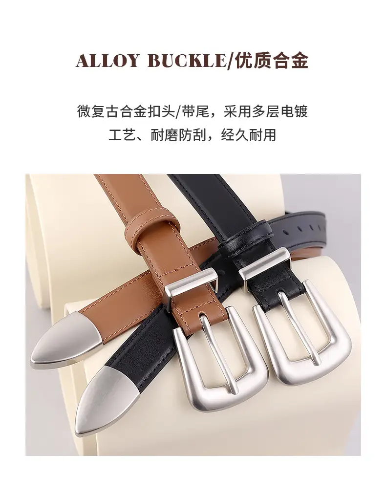 Black Leather Buckle Belt with Gold Plated Metal — feature 6