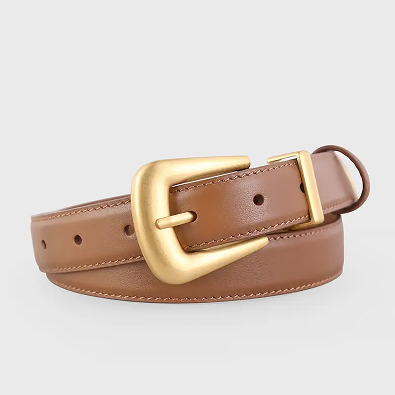 Black Leather Buckle Belt with Gold Plated Metal - Image 5