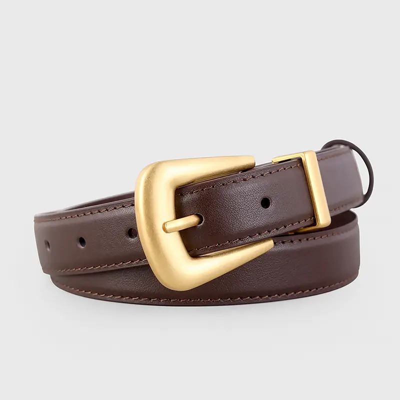 Black Leather Buckle Belt with Gold Plated Metal - Image 6