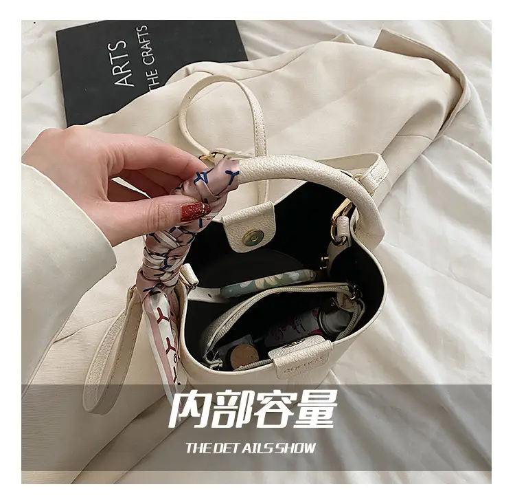 Pink Litchi Pattern Shoulder Bag with Crossbody Strap — feature 12