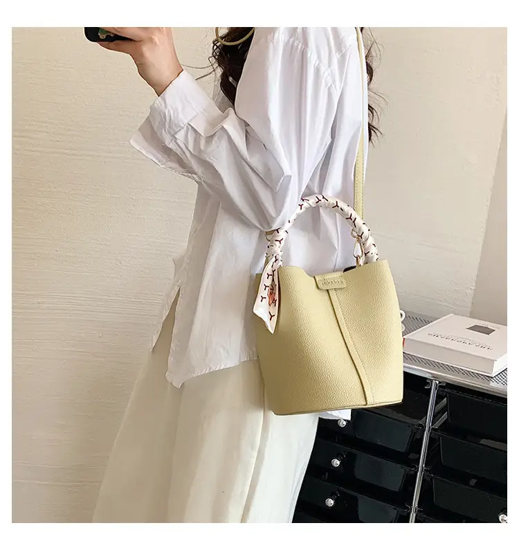 Pink Litchi Pattern Shoulder Bag with Crossbody Strap — feature 19