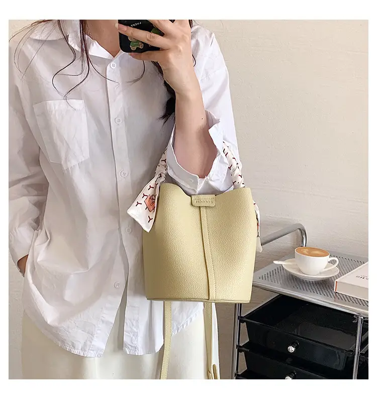 Pink Litchi Pattern Shoulder Bag with Crossbody Strap — feature 20